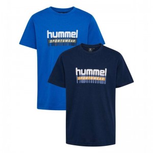 Hummel Tukas S/S 2-pack Dječje Majice Crne | 969754-577