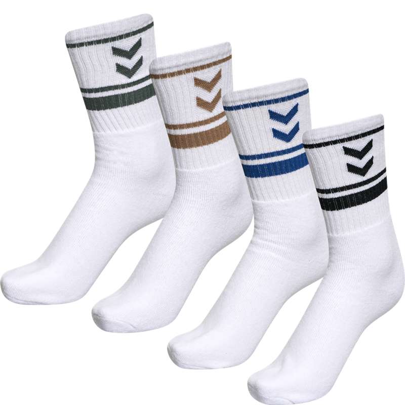 Hummel 4 Pack Triple Stripe Crew Ženske Čarape Crne | 690918-483