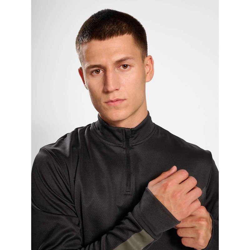 Hummel Active Pl Half Zip Muške Dukserice Crne | 521471-961