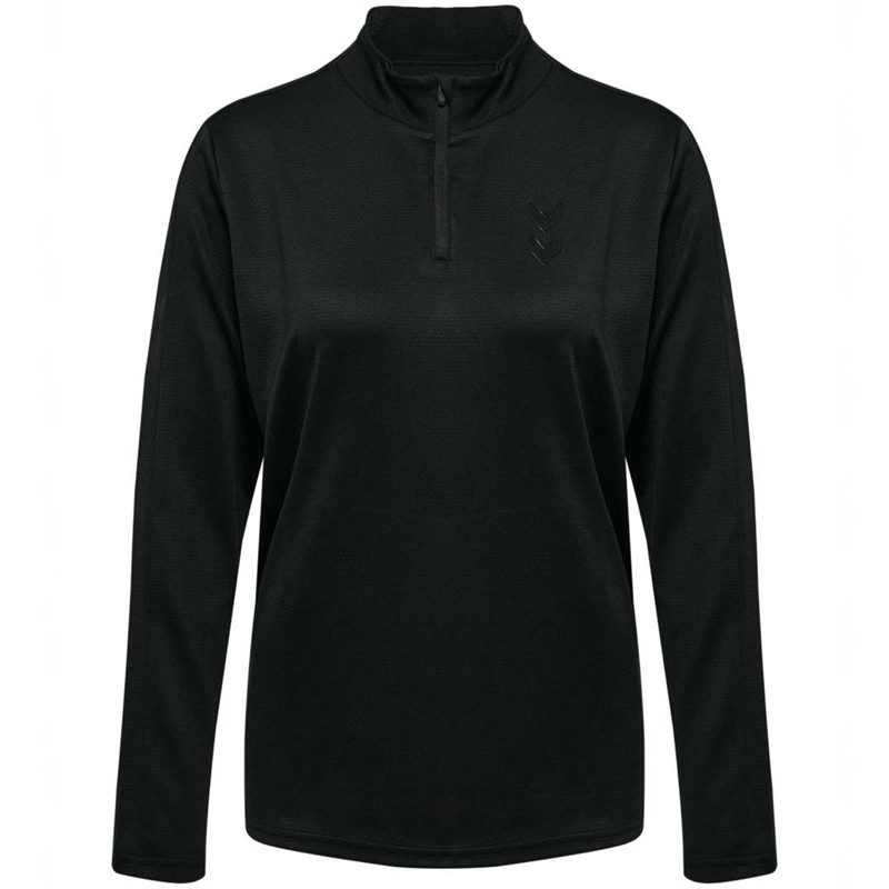 Hummel Active Pl Half Zip Ženske Majice Crne | 266307-655