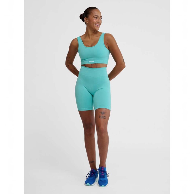 Hummel Alive Seamless High Waist Ženske Kratke Hlače Plave | 796917-868