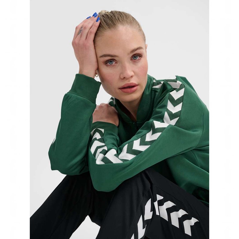Hummel Archive Regular Poly Zip Ženske Majice Zelene | 796165-087