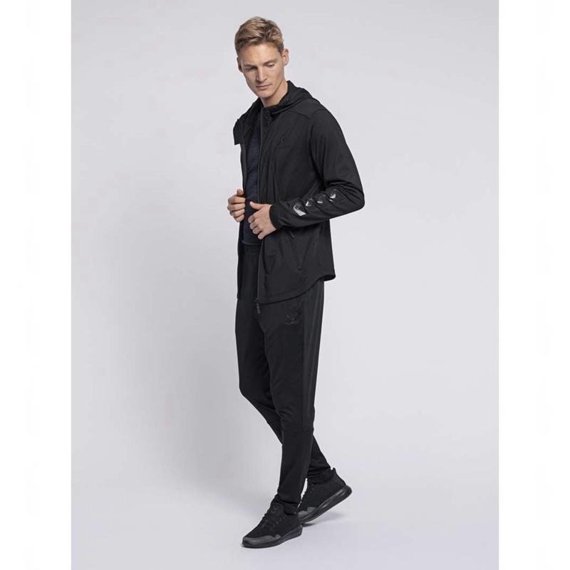 Hummel Aston Zip Muške Majica s Kapuljačom Crne | 647610-222