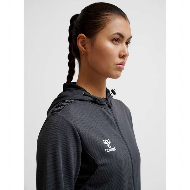 Hummel Authentic Pl Zip Ženske Majica s Kapuljačom Crne | 292518-741