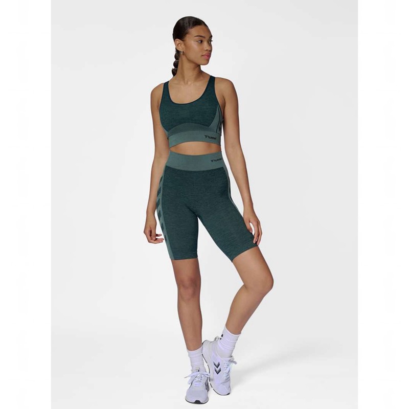Hummel Clea Seamless Cycling Ženske Kratke Hlače Zelene | 950622-291