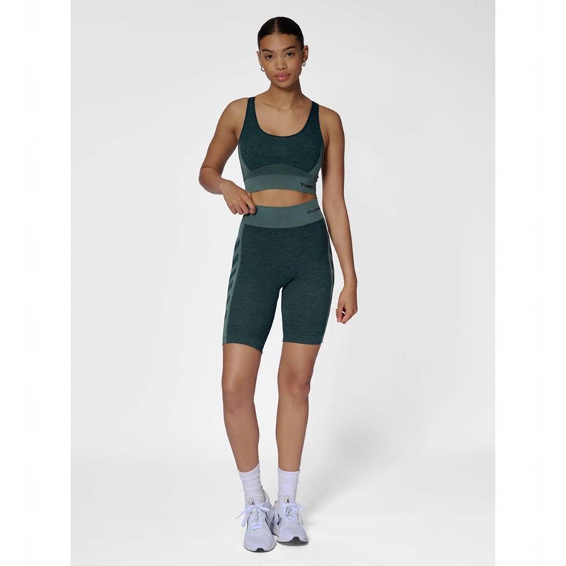 Hummel Clea Seamless Top Ženske Sportski Grudnjak Zelene | 985021-067