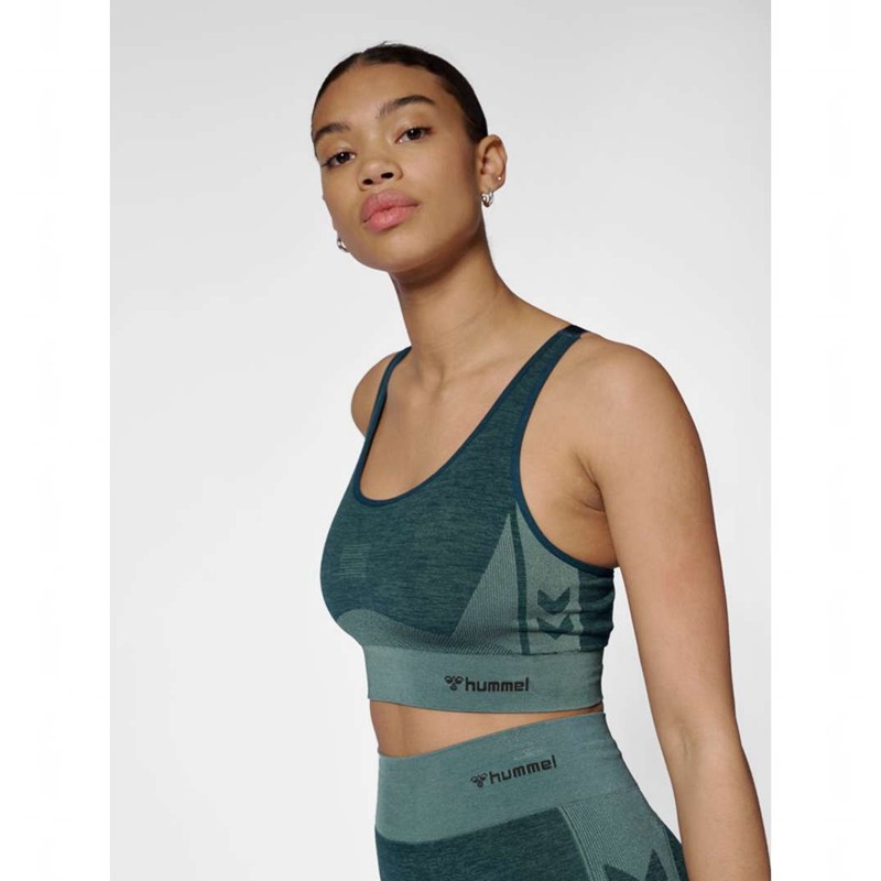 Hummel Clea Seamless Top Ženske Sportski Grudnjak Zelene | 985021-067