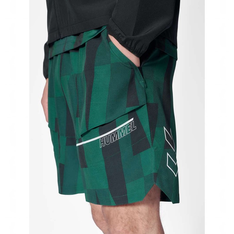 Hummel Court Aop Pocket Muške Kratke Hlače Zelene | 691717-888