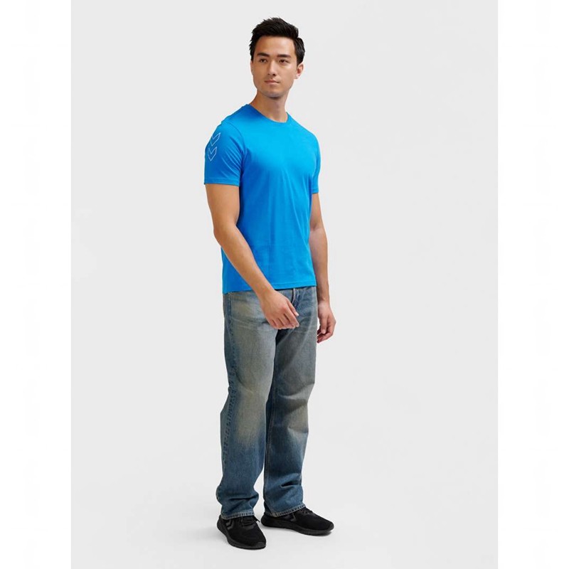 Hummel Elemental Chevron Cotton Muške Majice Plave | 843316-365