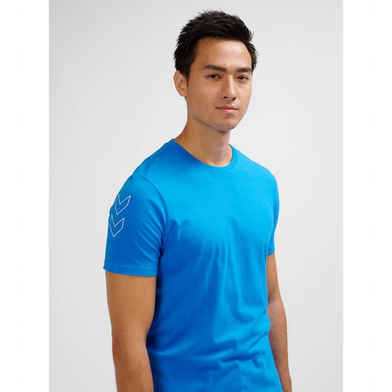 Hummel Elemental Chevron Cotton Muške Majice Plave | 843316-365