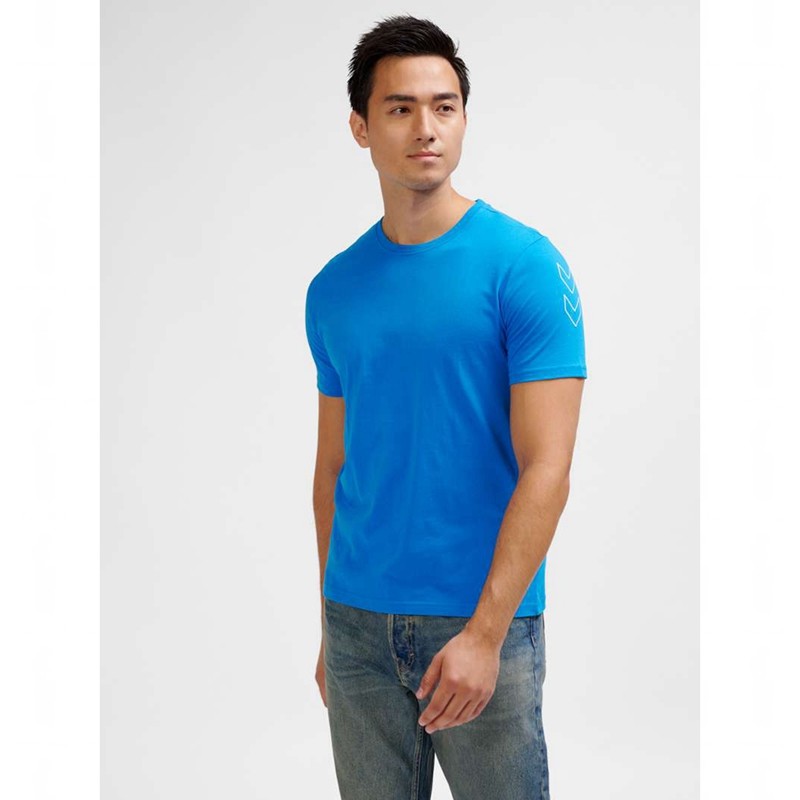 Hummel Elemental Chevron Cotton Muške Majice Plave | 843316-365
