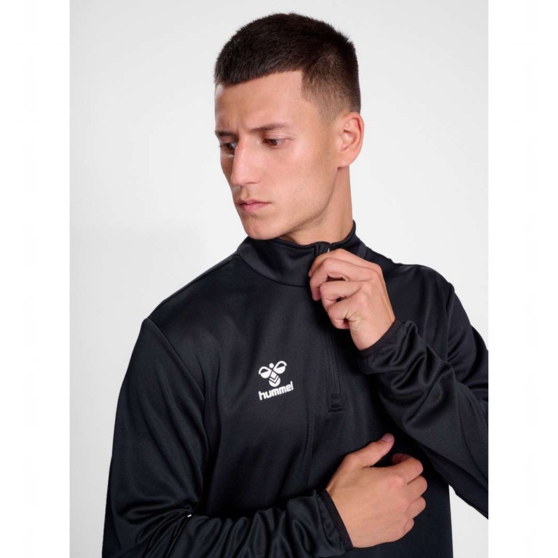 Hummel Essential Half-zip Muške Dukserice Crne | 107745-460