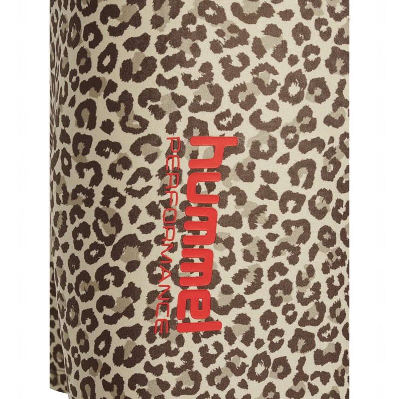 Hummel Fast Mid Waist Tight Ženske Kratke Hlače Leopard | 926689-201