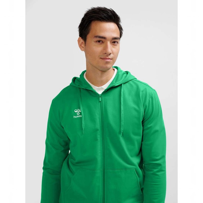 Hummel Go 2.0 Zip Muške Majica s Kapuljačom Zelene | 096384-135