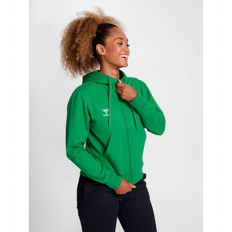 Hummel Go 2.0 Zip Ženske Majica s Kapuljačom Zelene | 246449-881