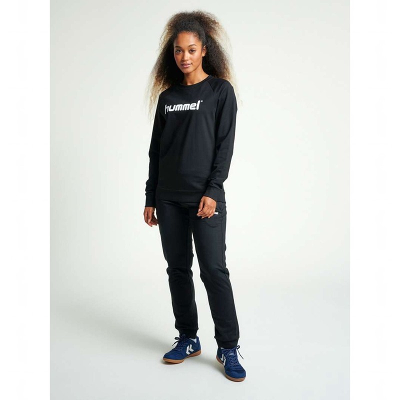Hummel Go Cotton Logo Ženske Dukserice Crne | 498009-404
