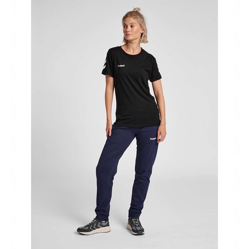 Hummel Go Cotton S/S Ženske Majica s Kapuljačom Crne | 063359-885