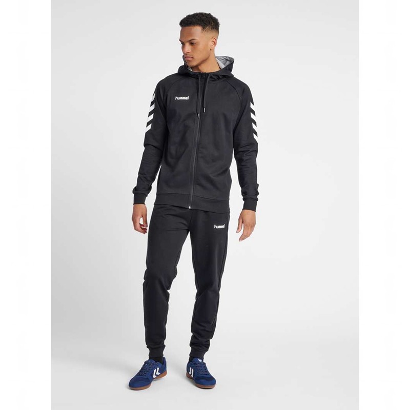 Hummel Go Cotton Zip Muške Majica s Kapuljačom Crne | 813803-772