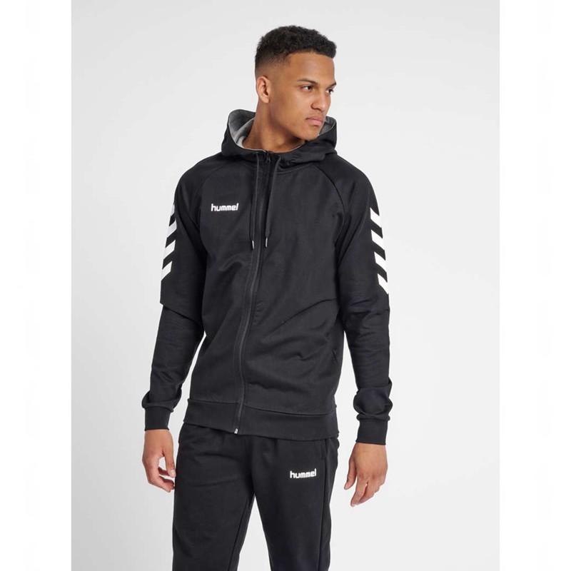 Hummel Go Cotton Zip Muške Majica s Kapuljačom Crne | 813803-772