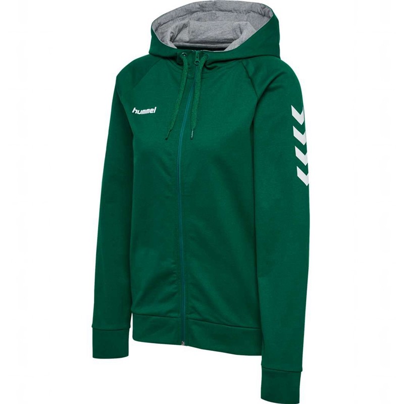 Hummel Go Cotton Zip Ženske Majica s Kapuljačom Zelene | 816908-583