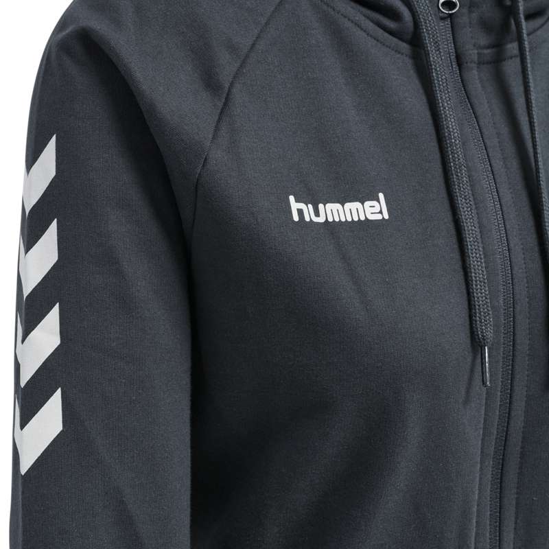 Hummel Go Cotton Zip Ženske Majica s Kapuljačom Crne | 815657-882