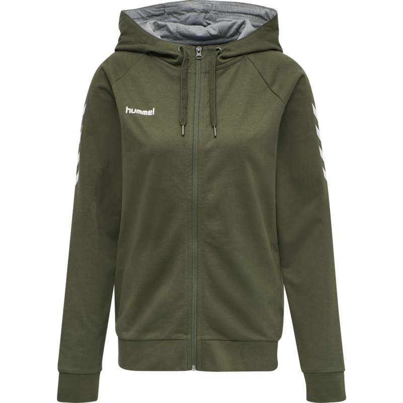 Hummel Go Cotton Zip Ženske Majica s Kapuljačom Zelene | 030154-748