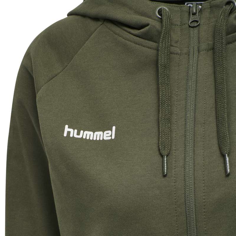 Hummel Go Cotton Zip Ženske Majica s Kapuljačom Zelene | 030154-748