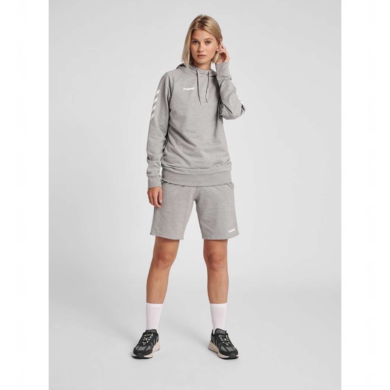 Hummel Go Cotton Ženske Majica s Kapuljačom Sive | 060771-083