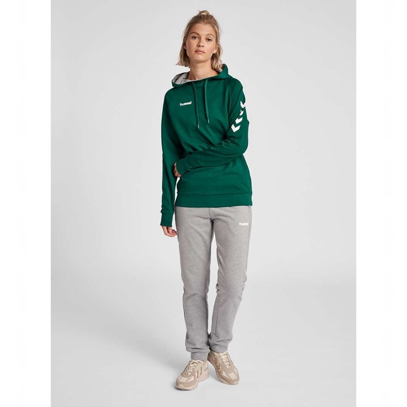 Hummel Go Cotton Ženske Majica s Kapuljačom Zelene | 342721-358
