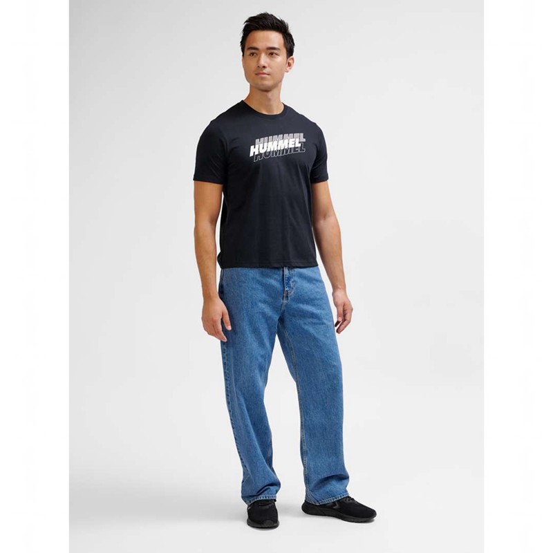 Hummel Graphic Triple Logo Cotton Muške Majice Crne | 135989-960