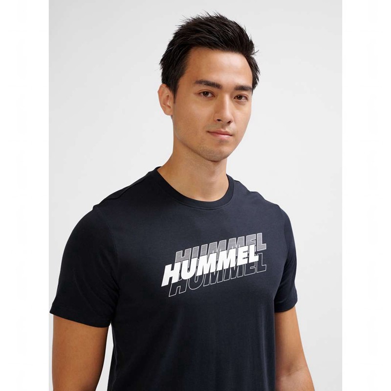 Hummel Graphic Triple Logo Cotton Muške Majice Crne | 135989-960