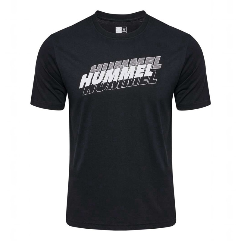 Hummel Graphic Triple Logo Cotton Muške Majice Crne | 135989-960