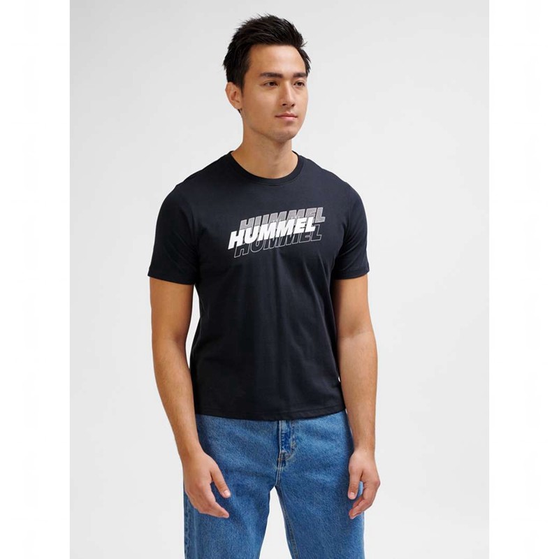 Hummel Graphic Triple Logo Cotton Muške Majice Crne | 135989-960