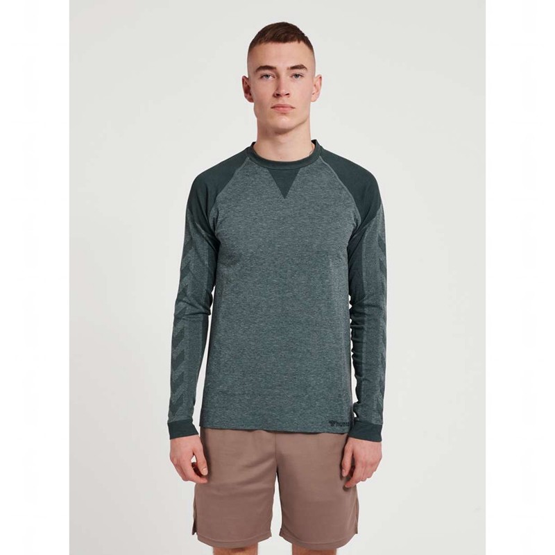 Hummel Kent Seamless T-shirt L/S Muške Temeljni Sloj Zelene | 455064-400