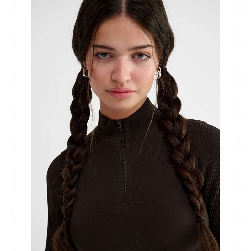 Hummel Knitteds Zip Ženske Majica bez Rukava Čokoladne | 655218-379