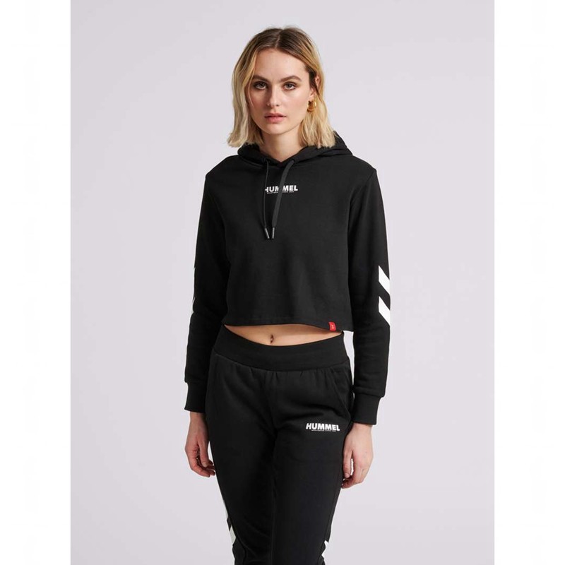 Hummel Legacy Cropped Ženske Majica s Kapuljačom Crne | 962158-716