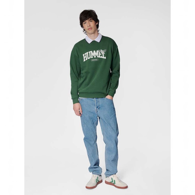 Hummel Loose Crewneck University Bee Ženske Dukserice Zelene | 871791-733