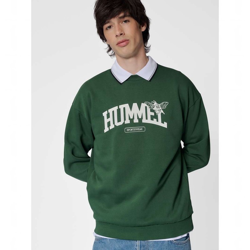 Hummel Loose Crewneck University Bee Ženske Dukserice Zelene | 871791-733