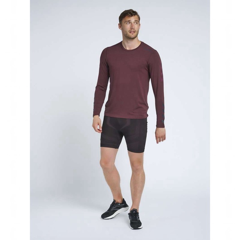 Hummel Mace Ls Muške Majice Bordo | 031609-425