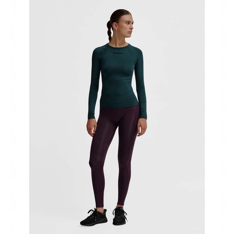 Hummel Mt Shaping Seamless L/S Ženske Majice Zelene | 323210-250