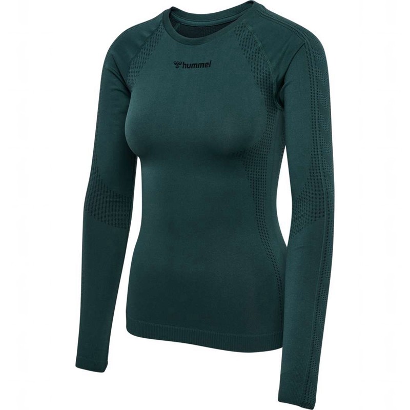Hummel Mt Shaping Seamless L/S Ženske Majice Zelene | 323210-250