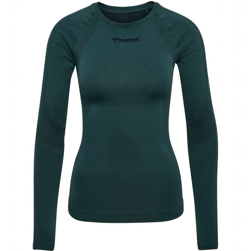 Hummel Mt Shaping Seamless L/S Ženske Majice Zelene | 323210-250