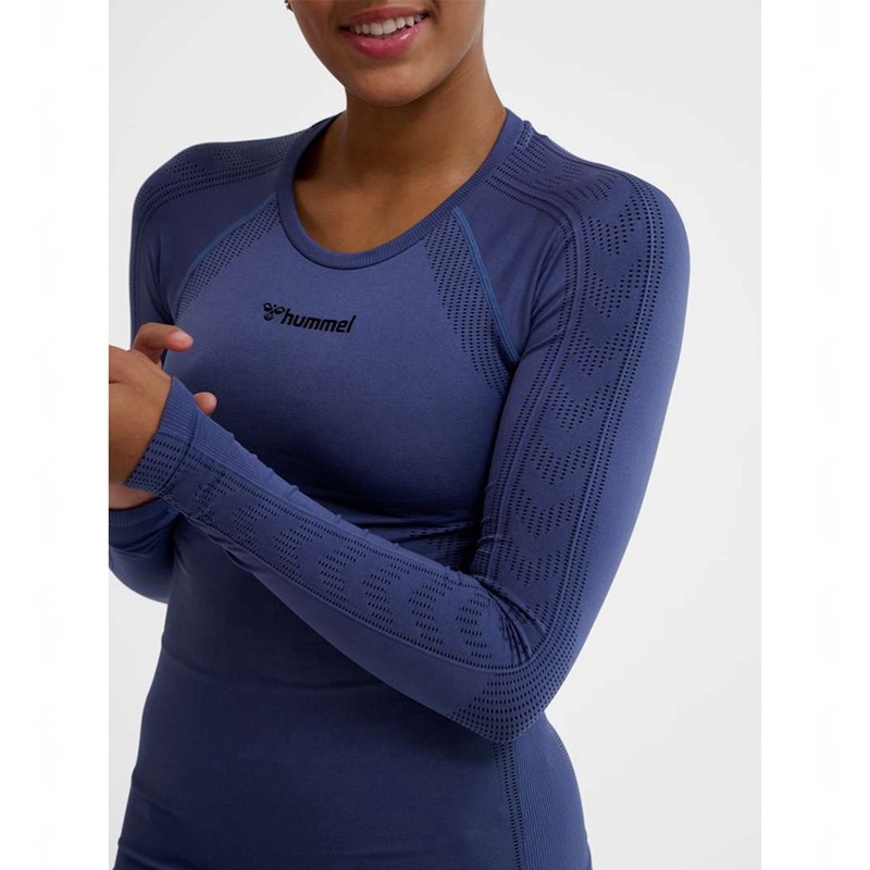 Hummel Mt Shaping Seamless L/S Ženske Temeljni Sloj Plave | 566480-119