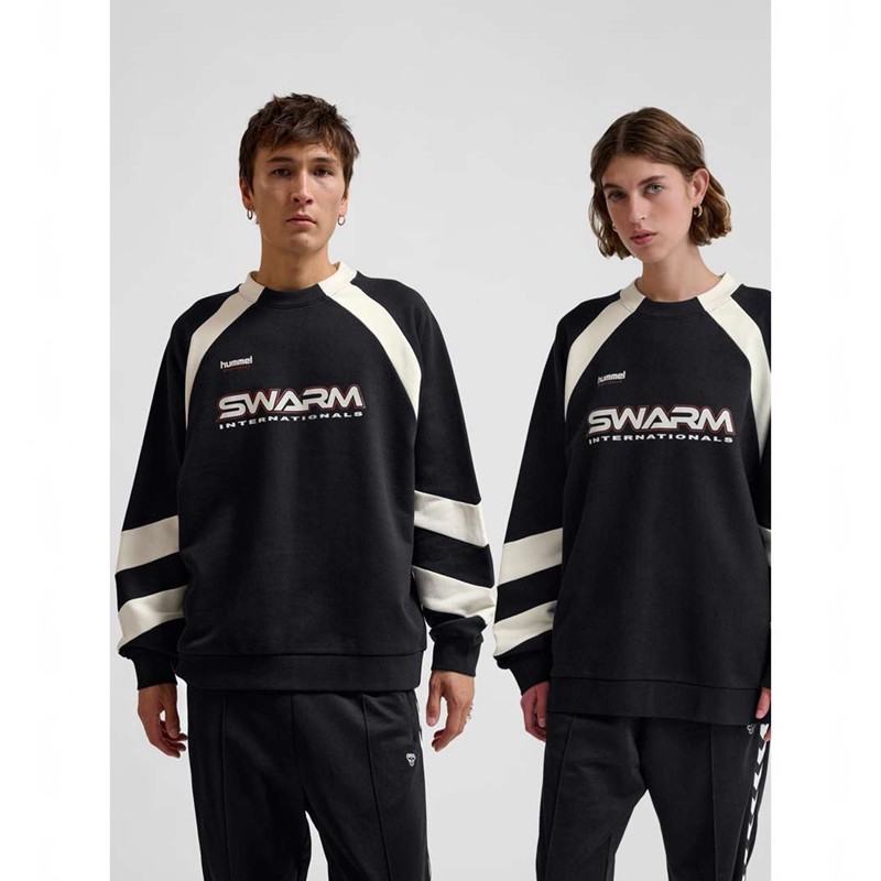 Hummel Oversized Crew Sportswear Swarm Muške Dukserice Crne | 708273-924