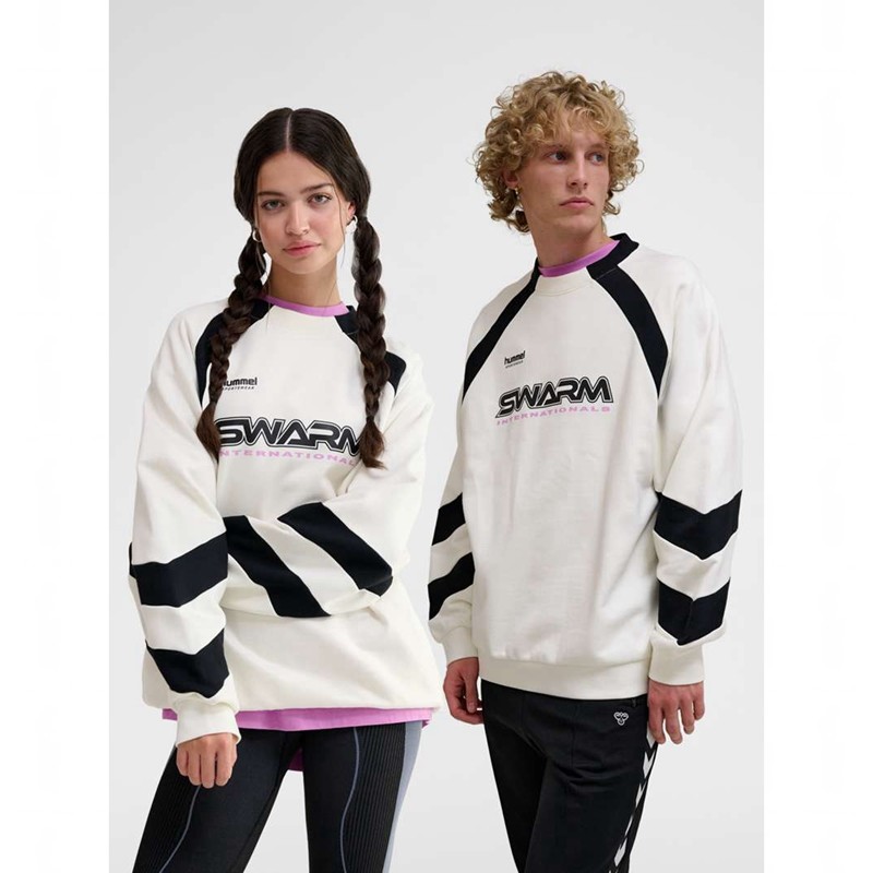 Hummel Oversized Crew Sportswear Swarm Muške Dukserice Bijele | 873222-574