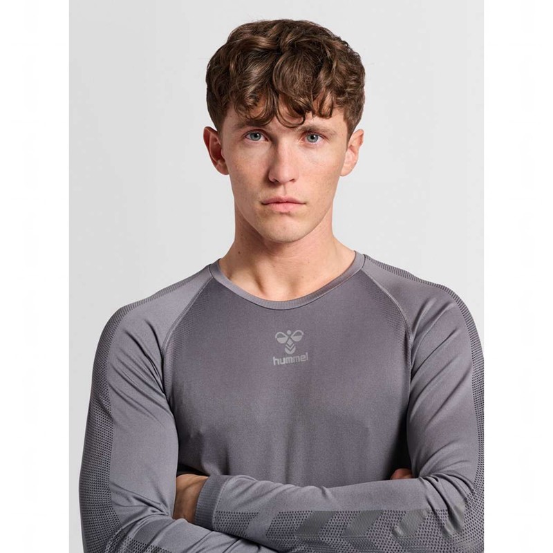Hummel Pro Grid Seamless L/S Muške Temeljni Sloj Sive | 545181-724