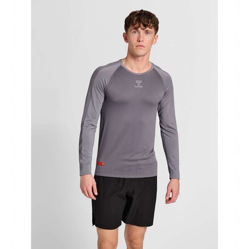 Hummel Pro Grid Seamless L/S Muške Temeljni Sloj Sive | 545181-724