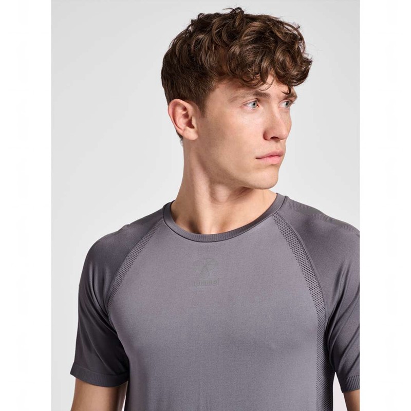 Hummel Pro Grid Seamless S/S Muške Temeljni Sloj Sive | 624859-867