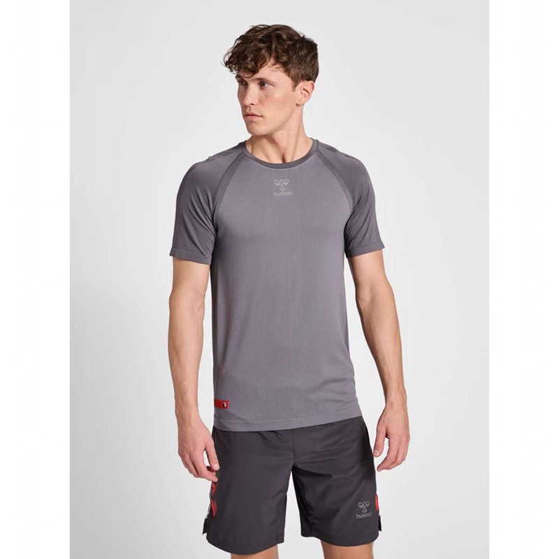 Hummel Pro Grid Seamless S/S Muške Temeljni Sloj Sive | 624859-867