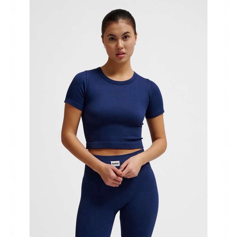 Hummel Pulse Seamless Rib W S/S Ženske Jakne Tamnoplave | 571006-454